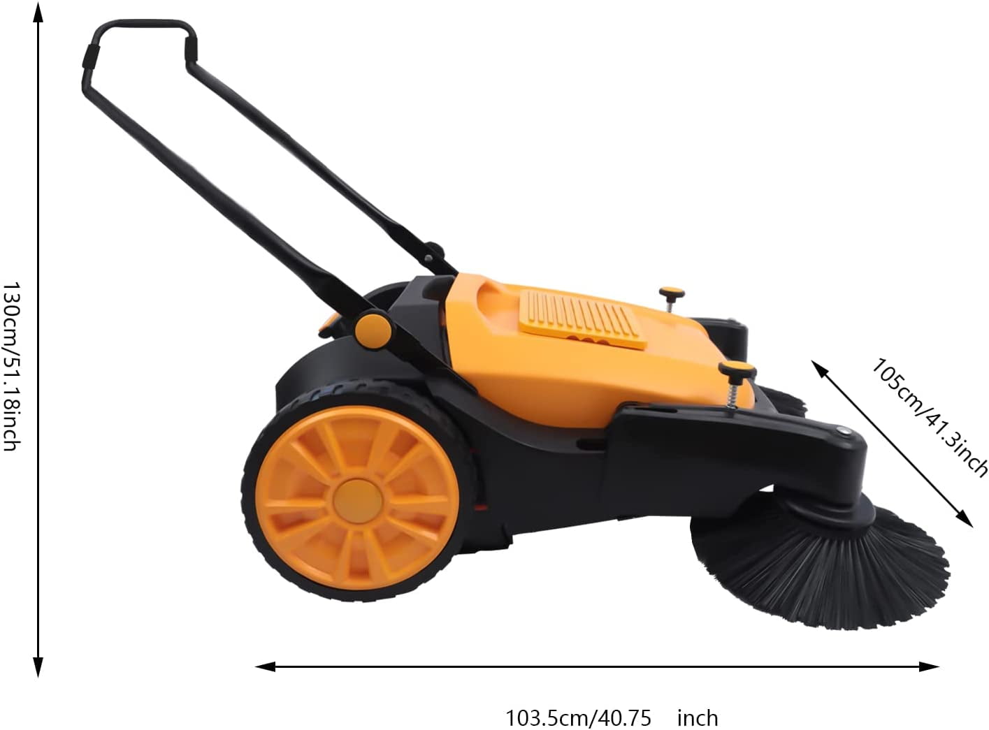 41" Hand Push Floor Sweeper Walk-Behind Outdoor W/ 55L Dust Container Capacity