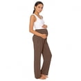 thumbnail image 7 of Amzcrzy Maternity Pants High Waist Over Belly Wide Leg Trousers Pants for Women with Pockets High Elastic Breathable Straight Leg Summer Pants for Pregnancy Brown 2XL, 7 of 7