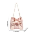 thumbnail image 3 of Costeam Bowknot Canvas Shoulder Bag for Women Fashion Tote Purse with Drawstring Closure Available in White Black and Pink Colors, 3 of 6