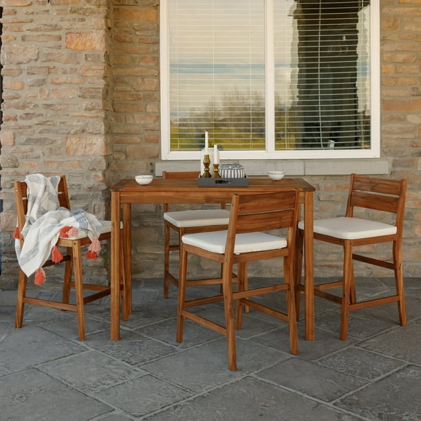 Modern Acacia Wood 5Piece Counter Height Brown Patio Dining Set by Manor Park