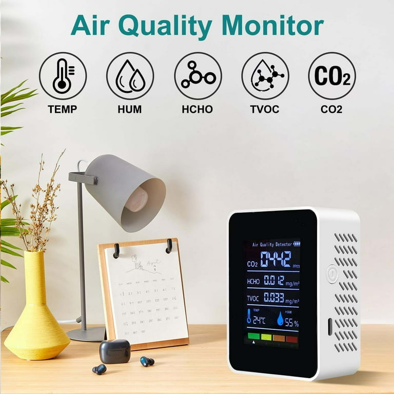 Nomestic Airsight CO2 meter - Luchtkwaliteitsmeter - Met Hygrometer en thermometer - Draagbaar & oplaadbaar - Zelf kalibrerende NDIR-sensor Nomestic Airsight CO2 meter - Luchtkwaliteitsmeter - Met Hygrometer en thermometer - Draagbaar & oplaadbaar - Zelf kalibrerende NDIR-sensor