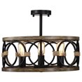 thumbnail image 3 of 3 Light Matte Black Drum Chandelier with Rope Accents Farmhouse Pendant Light for Kitchen Dining Room Entryway Hallway Staircase Modern Rustic Ceiling Fixture, 3 of 9