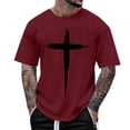 thumbnail image 2 of DeHolifer Men’s Novelty T-Shirts Cross Faith Casual Crewneck Short Sleeve Shirts Workout Tees Wine 2XL, 2 of 5