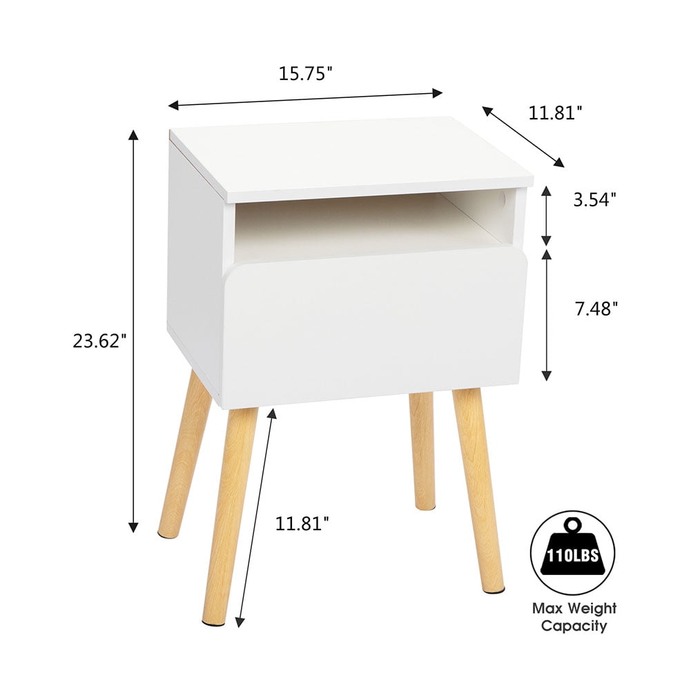 Kepooman Nightstand, Modern End Table Side Table with Drawer and Storage Shelf Wood Night Stand Bedside Table for Bedroom, Living Room, Sofa Couch, Hall, White Kepooman Nightstand, Modern End Table Side Table with Drawer and Storage Shelf Wood Night Stand Bedside Table for Bedroom, Living Room, Sofa Couch, Hall, White