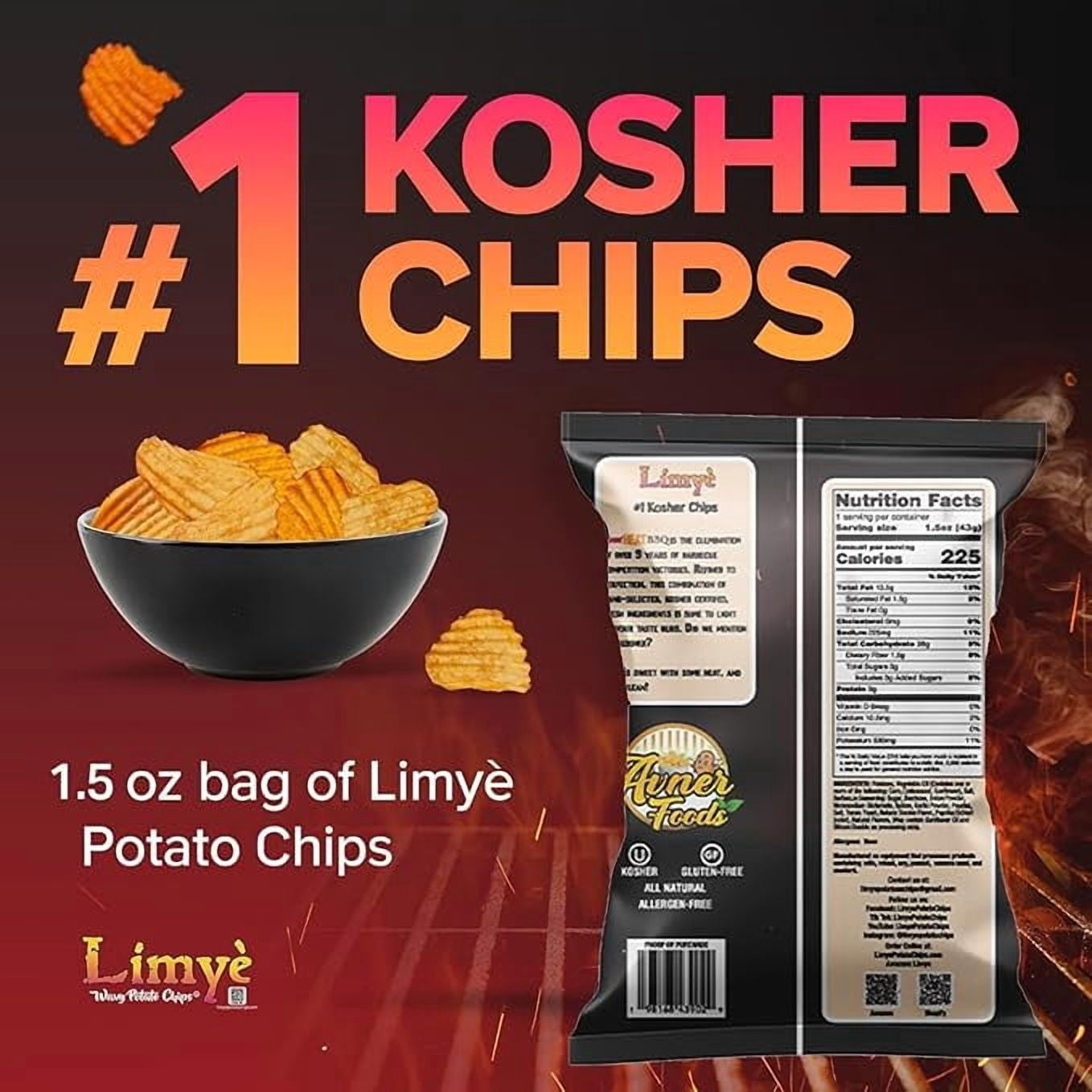 Limyè Sweet Heat BBQ Flavored Potato Chips - Certified Kosher & Allergen-Free - Vegan potato chips, Sweet Heat BBQ Flavor, 1.5 oz, Pack of 24