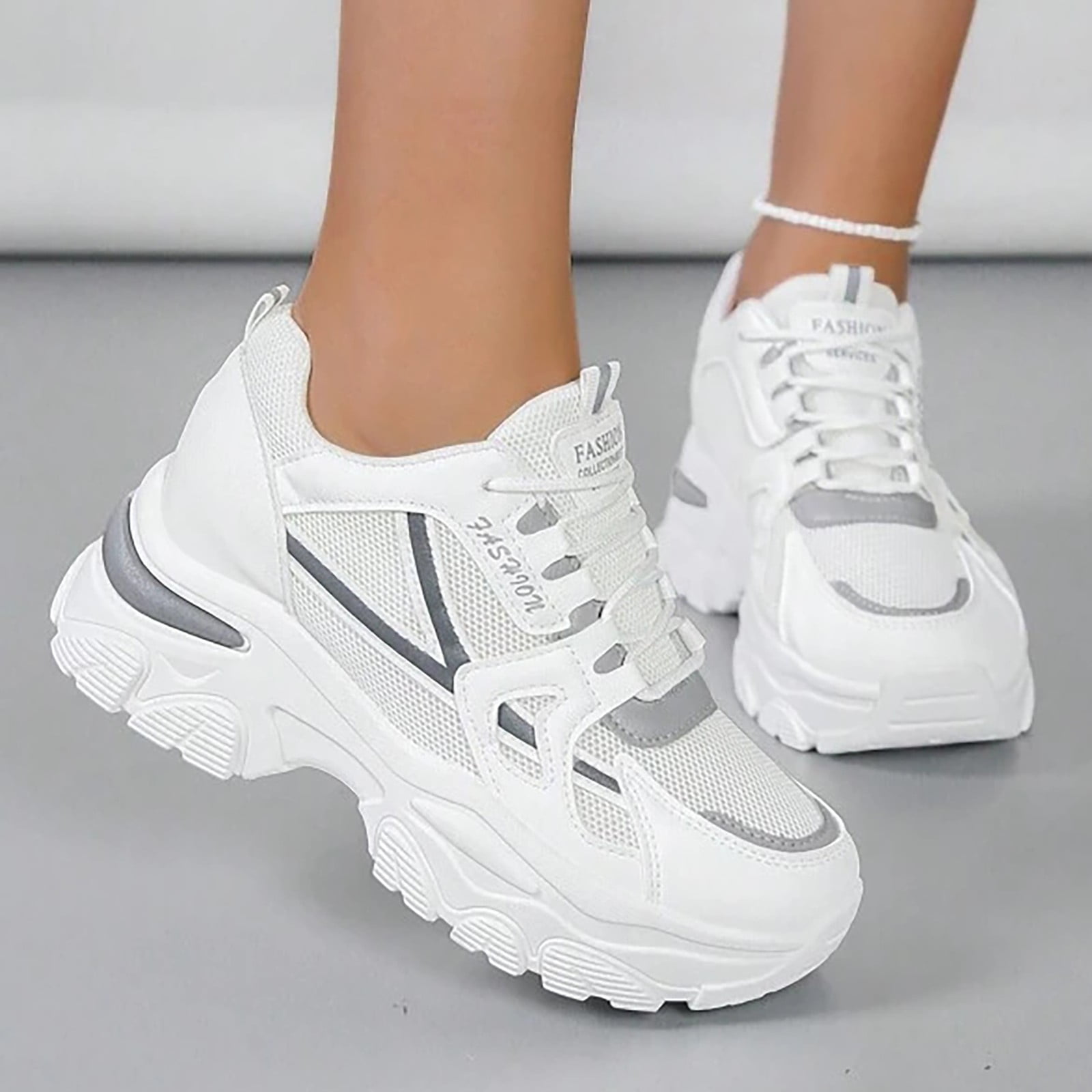 Chunky Trainers Dressy Ladies Trainers WEAIXIMIUNG Black Sneakers