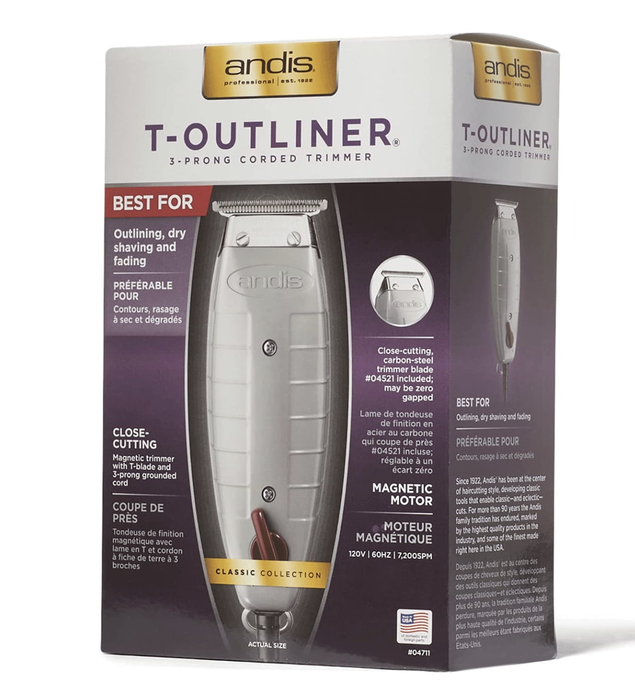 ANDIS T-OUTLINER CORDED TRIMMER #04710, professional trimmer barber ...
