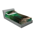 thumbnail image 2 of Ambesonne Landscape Fitted Sheet & Pillow Sham Set, Snowy Frozen Road, Twinxl, Jade Green Brown White, 2 of 2