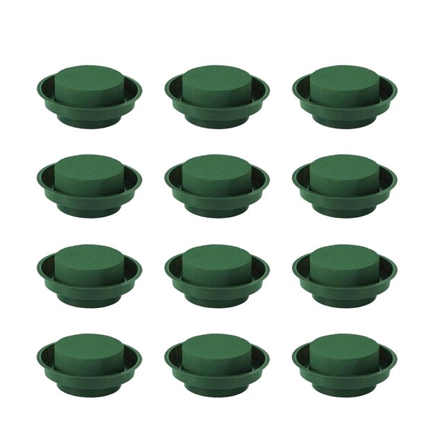 Kit de 12 arreglos florales redondos de alta absorción de agua en un solo recipiente para centro de mesa, boda, pasillo, flores, fiesta (verde)