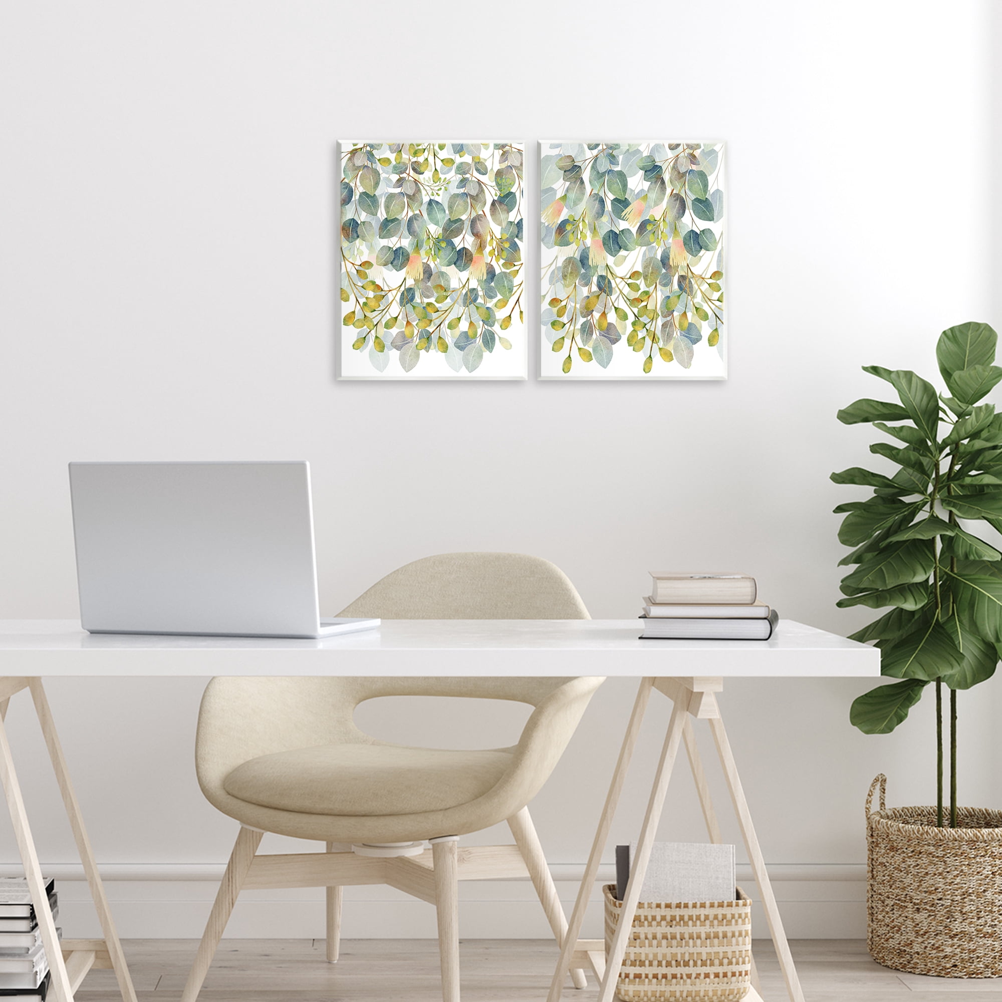 Stupell Industries Layered Ivy Hanging Botanicals 2 Piece Wall Plaque Art Set, design by Marcus Prime