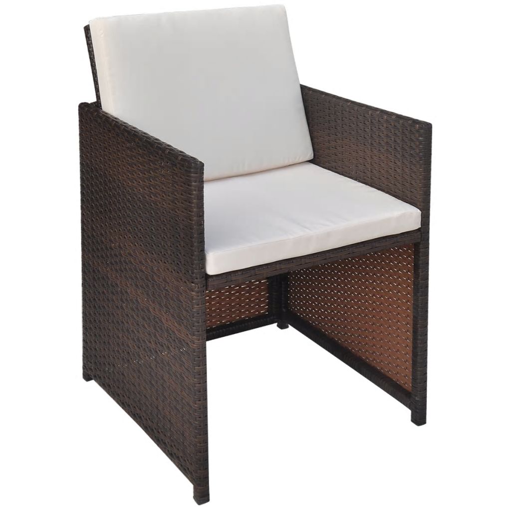 Kepooman 13 Pcs Patio Rattan Dining Table Sets with Glass Table for Outdoor Garden, Brown