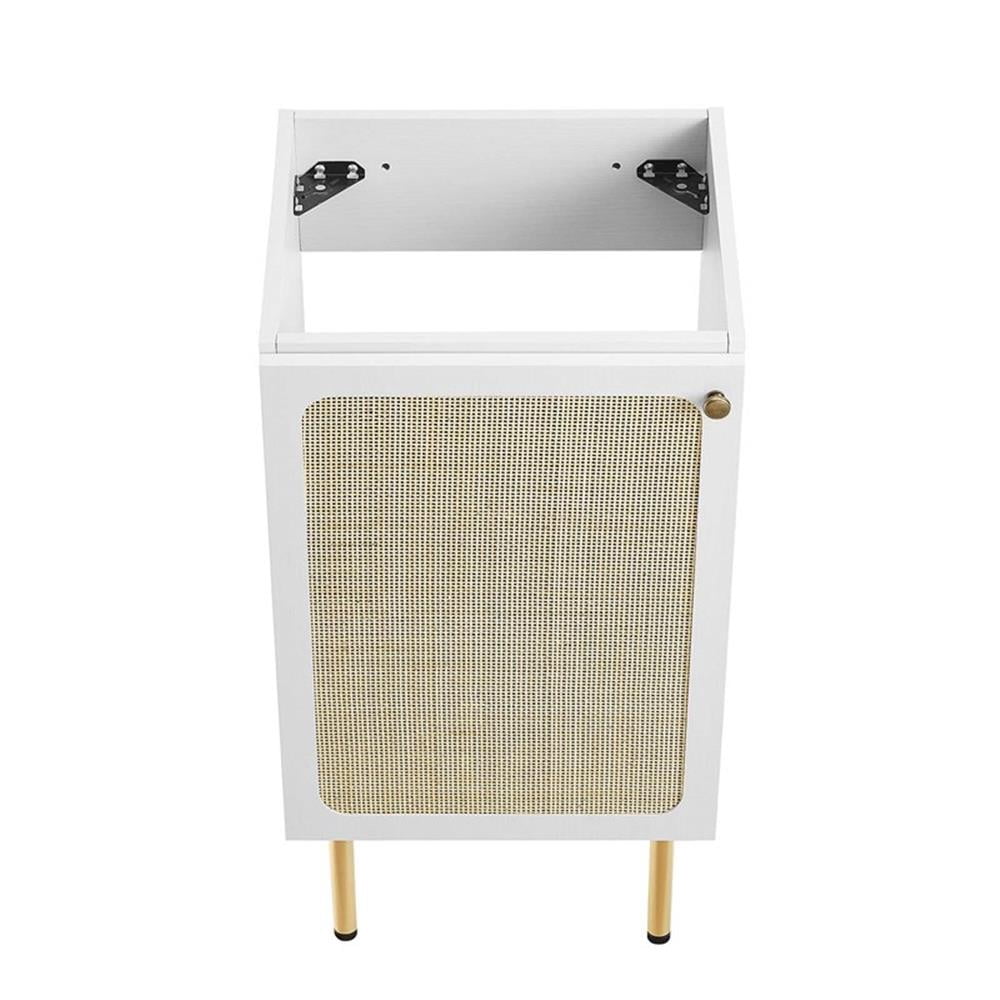 Modway Chaucer 18" Wood & Rattan Bathroom Vanity Cabinet in White