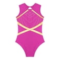 thumbnail image 5 of YiZYiF Kids Girls Glittery Rhinestone Gymnastics Leotard Keyhole Back Mesh Sleeveless Dance Bodysuit Hot Pink 16, 5 of 7