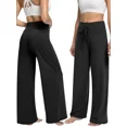 thumbnail image 3 of Women's Flowy Wide Leg Palazzo Pants, Drawstring Comfy Lounge Casual Yoga Maternity Trousers, 3 of 8