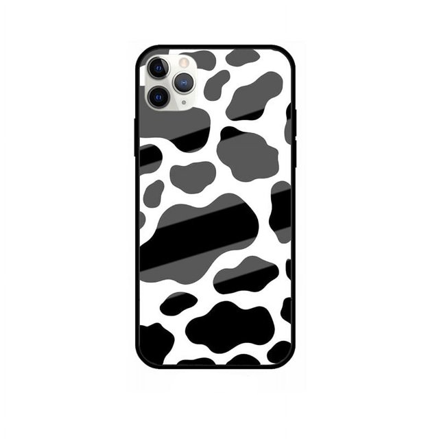 Compatible with iPhone Case for Girls Women, Hard Back Case with Soft TPU Bumper Protective Cute Phone Case Cover with Cow Pattern for iPhone