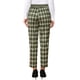 thumbnail image 3 of Pantalones de tartán de mujer Inspire Chic, elásticos, de cintura alta, rectos y largos, color verde militar, 3 of 6