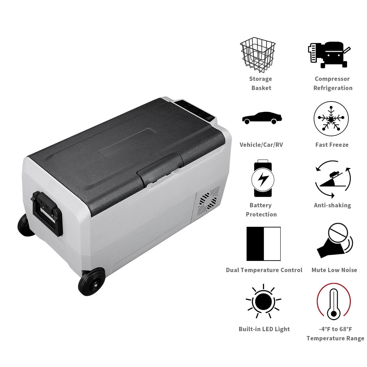 Alpicool T36 Dual Temperature Control 12 Volt Refrigerator 38 Quart(36 Liter), Portable Car Fridge Freezer (-4°F~68°F) for Truck, RV, Boat, Camping and Travel, 12/24V DC and 100-240V