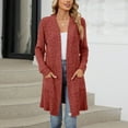 thumbnail image 2 of Durtebeua Women's 2024 Long Sleeve Open Front Hoodie Knit Sweater Cardigan Outwear Brick Red,2XL, 2 of 7