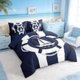 thumbnail image 2 of Manfei Minimalist Blue White Lifebuoy Sailboat Bedding Comforter Set for Kids Boys and Girls, Nautical Print Full Bedding Set, Navy Reversible 7 Pieces, 2 of 6