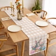 thumbnail image 5 of Easter Bunny Table Runner 13x36 inch Rabbits Eggs Pink Flower in Basket Orange Plaid Cotton Linen Dining Table Runner Ideal for Dresser Kitchen Coffee Tables - Machine Washable, 5 of 9