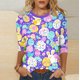 thumbnail image 2 of Tops de Cuello Redondo para las Mujeres Impresión de Carnaval 3/4 Manga Blusa Casual Uso Diario, 2 of 7