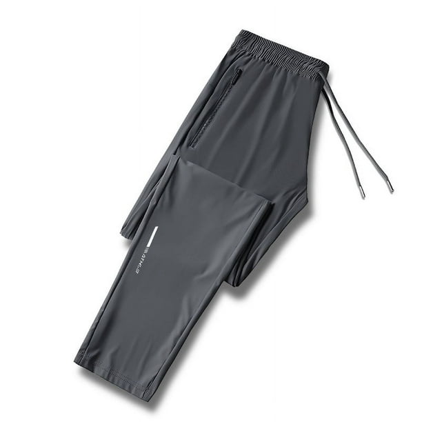 Pantalones de seda de hielo, pantalones deportivos casuales para hombre, pantalones de pierna recta, pantalones elásticos de pierna pequeña, pantalones de verano de secado rápido, talla grande