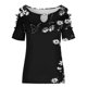 thumbnail image 2 of Gibobby Playera Corte clásico para Mujer Camiseta manga corta con estampado flores y botones para mujer, camiseta manga corta, informal, Sexy, verano, para (Negro,G), 2 of 4