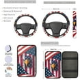 thumbnail image 3 of Yuyamidu USA Flag Car Seat Cover Set of 13 Ealge Steering Wheel Cover Seatbelt Pads Armrest Cover Key Ring Coasters, Universal Fit Auto Accessories, 3 of 6