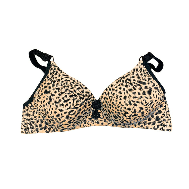 All.You.LIVELY Women's Leopard Print No Wire Push-Up Bra - Night Black 36DDD