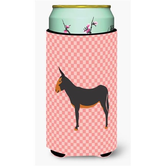 Catalan Donkey Pink Check Tall Boy Beverage Insulator Hugger