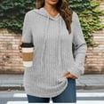 thumbnail image 2 of yoeyez Womens Plus Size Ribbed Knit Hoodie Lightweight Drawstring Solid Sweater Tops Casual Long Sleeve Pullover Sweatshirts Gray,S, 2 of 7