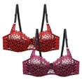 thumbnail image 3 of Feancey 2 Pack Push Up Bras for Women Lace Embroidered Plus Size Bra Semi See Through Underwire Brassiere Support Lift Up Bralettes, 3 of 10