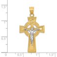 thumbnail image 3 of 14K Two-Tone Gold Charm Pendant Themed 37 mm 21 Inri Celtic Crucifix, 3 of 4