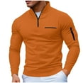thumbnail image 2 of COSFO Pullover Mens T-Shirts Waffle Knit Mock Neck Solid Long Sleeve Tops Casual Loose Fit Quarter Zip with Pocket Classic T-Shirt Tops for Men, 2 of 8