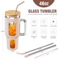 thumbnail image 6 of MUKOKO 46oz Glass Tumbler, Glass Water Bottles with Handle, Iced Coffee Cup Fits in Most Car Cup Holders, Amber, 6 of 8