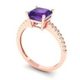 thumbnail image 2 of 2.7 ctw Solitaire with Zirconia Diamond Accents Anniversary Ring for Women | Cushion Cut Natural Amethyst | Hyperallergenic Solid 14K Rose Gold, 2 of 5