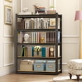 thumbnail image 2 of 30"W Steel and wood Book Shelf, 5 Tier Wooden Bookcase, 1500LBS Display Shelving, Adjustable Utility Shelf Organizere, Standing Storage Shelves for Study, Bedroom, Living Room and Home Office, Black, 2 of 9