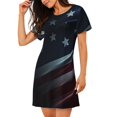 thumbnail image 2 of Balery American Flag Waving Print Camisón de manga corta con cuello redondo para mujer, cómodo y elegante., 2 of 6