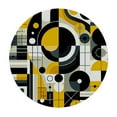 thumbnail image 2 of Nawypu  Yellow Geometric Pattern Fitted Round Tablecloth Waterproof Table Cloth with Elastic Edge Wipe Clean Table Cover for Indoor Outdoor, 2 of 7