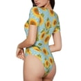 thumbnail image 2 of Balery White Polka Dot Sunflower A Body de cuello redondo de manga corta para mujer Tops de manga corta Tops básicos-Medium, 2 of 7