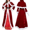thumbnail image 4 of Sxiwei Women's Santa Costume Mrs. Claus Christmas Costume White Trim Velvet Maxi Dress with Belt Type B M, 4 of 5