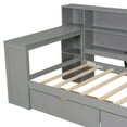 thumbnail image 6 of Kumix Twin Size Platform Bed with Storage Shelves, Drawers, Charging Station, LED, Desk and Upholstered Headboard, Wood Platform Bed for Teens Adults, Grey+ Grey Cushion, 6 of 7