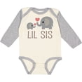 thumbnail image 3 of Inktastic Little Sister Elephant Girls Long Sleeve Baby Bodysuit, 3 of 5