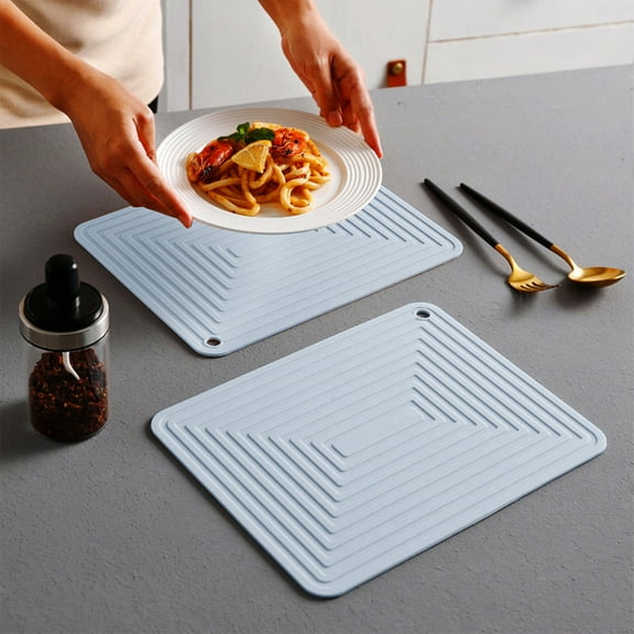 OEFNTAC Kitchen Dining Table Cookware Tableware Heat Proof Draining Large Size Soft Rubber Insulated Placemat