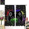 thumbnail image 3 of Gaming Curtains for Boys Teens, Black Video Games Video Game Window Drapes Game Controller Home Decor Window Treatments for Kids Bedroom Living Room, （W26xL84 Inch） x2 Panels, 3 of 6