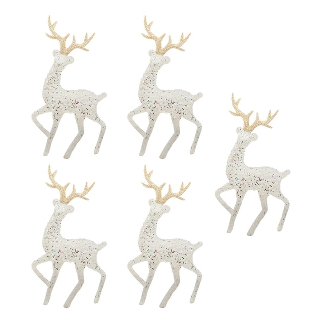 5 uds. Deer Cake Topper adorno figura suministros de juguete regalo herramienta duradera muñeca reutilizable DIY para Navidad niños Baby Shower cumple Blanco