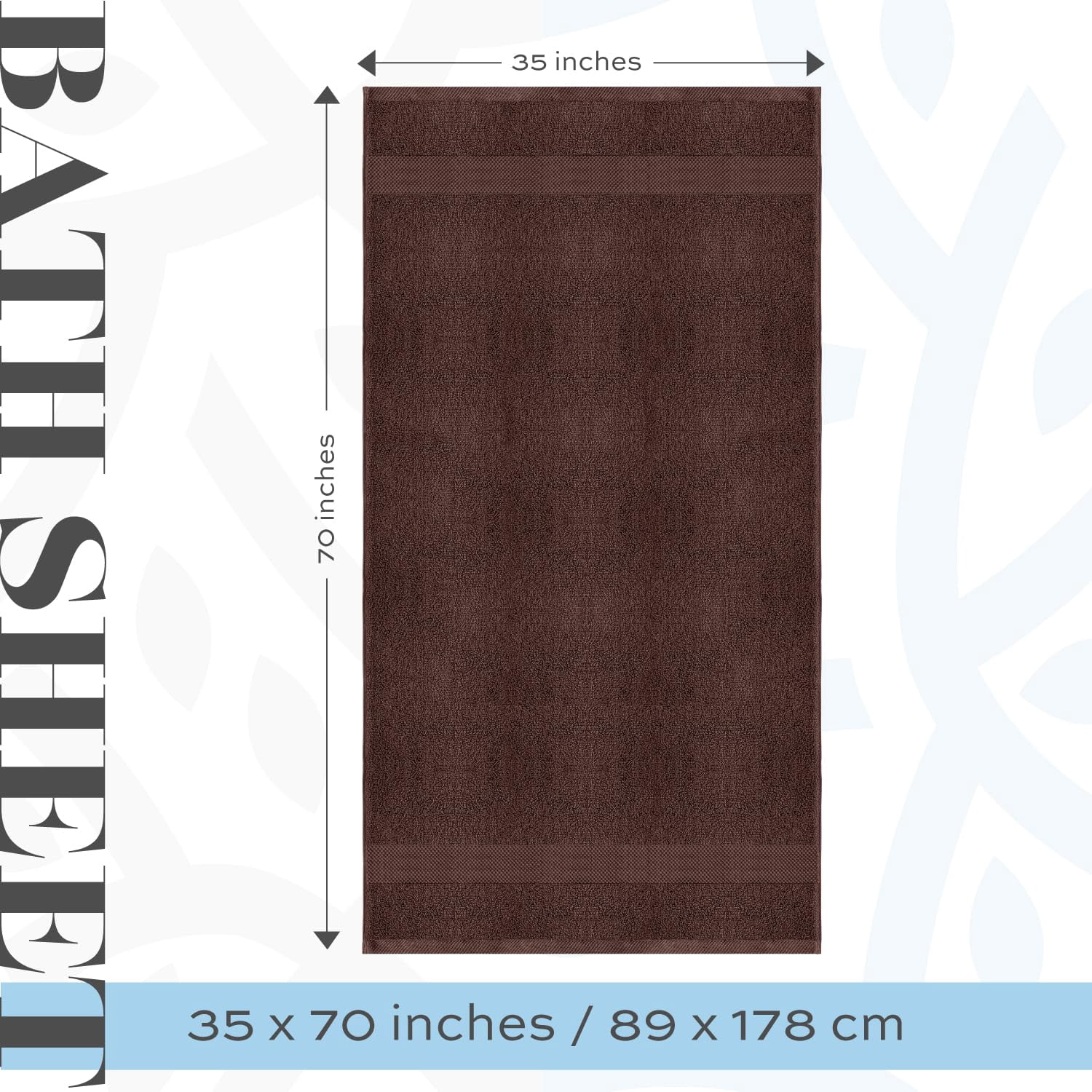 White Classic Hotel Collection 650 Gsm Cotton Bath Sheet Towels, Oversized Bathroom Towels, Brown, 35 x 70, 2 Pack