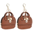 thumbnail image 1 of Llavero de mini bolsa Uxcell, 2 piezas de llavero de monedero lindo de cuero PU, marrón, 1 of 7