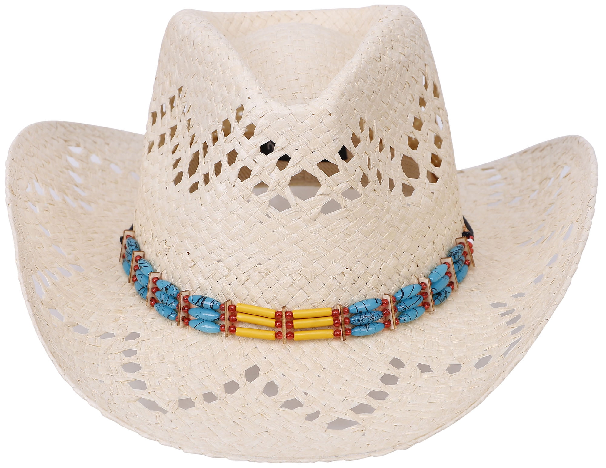Men's & Women's Western Style Cowboy / Cowgirl Straw Hat,Beige