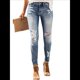 thumbnail image 1 of Pantalones Vaqueros Ajustados, Rotos y Desgastados para Mujer. Azul Medio L, 1 of 8